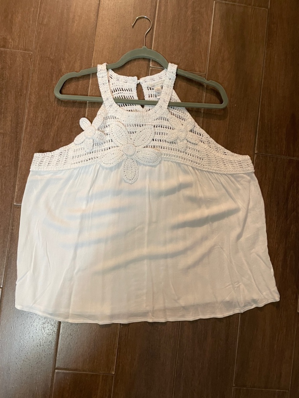 Cato White Crochet Yoke Tank Top
